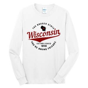 Wisconsin Est. 1848 Badger State Map Pride Tall Long Sleeve T-Shirt