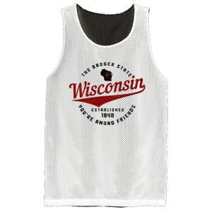 Wisconsin Est. 1848 Badger State Map Pride Mesh Reversible Basketball Jersey Tank