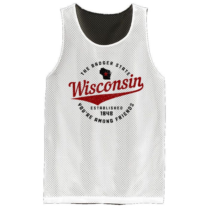 Wisconsin Est. 1848 Badger State Map Pride Mesh Reversible Basketball Jersey Tank