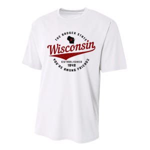 Wisconsin Est. 1848 Badger State Map Pride Performance Sprint T-Shirt