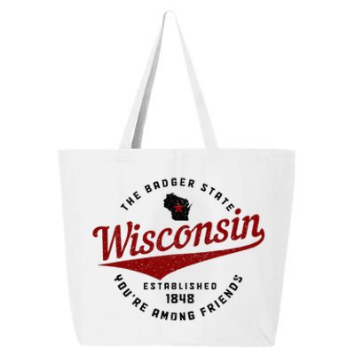 Wisconsin Est. 1848 Badger State Map Pride 25L Jumbo Tote