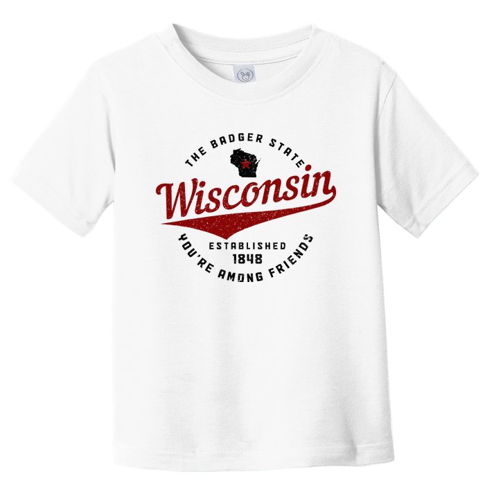 Wisconsin Est. 1848 Badger State Map Pride Toddler T-Shirt