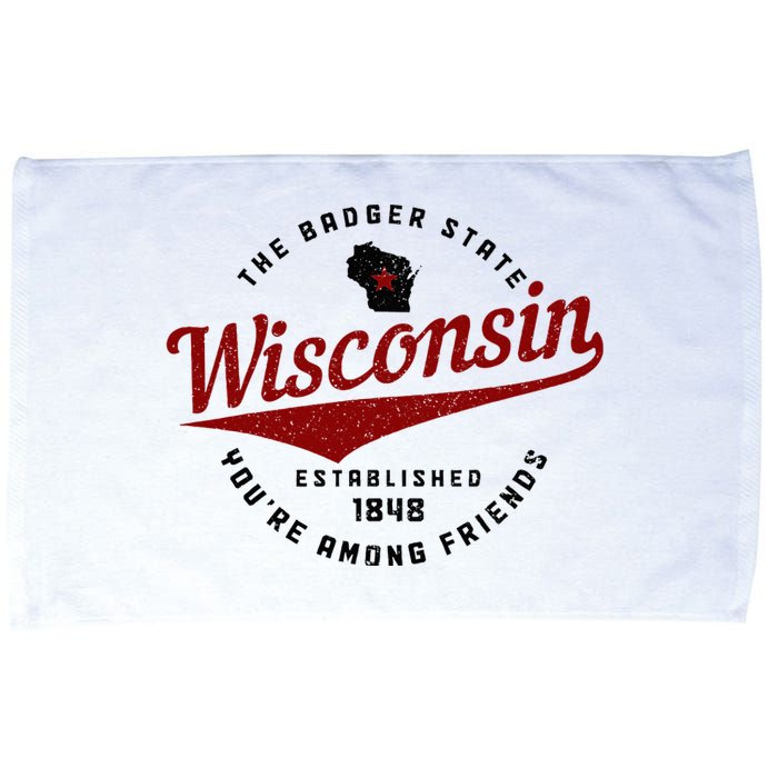 Wisconsin Est. 1848 Badger State Map Pride Microfiber Hand Towel