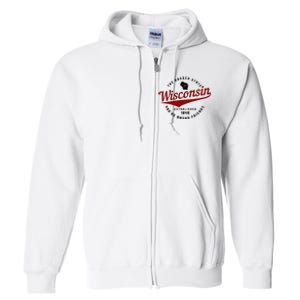 Wisconsin Est. 1848 Badger State Map Pride Full Zip Hoodie