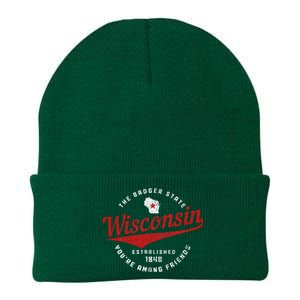 Wisconsin Est. 1848 Badger State Map Pride Knit Cap Winter Beanie