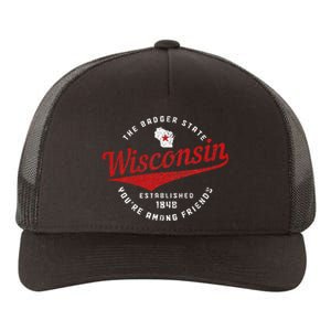 Wisconsin Est. 1848 Badger State Map Pride Yupoong Adult 5-Panel Trucker Hat