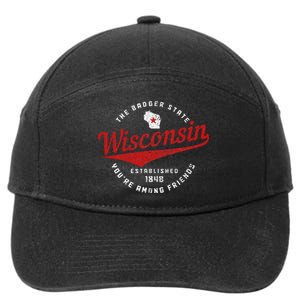 Wisconsin Est. 1848 Badger State Map Pride 7-Panel Snapback Hat