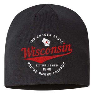 Wisconsin Est. 1848 Badger State Map Pride Sustainable Beanie