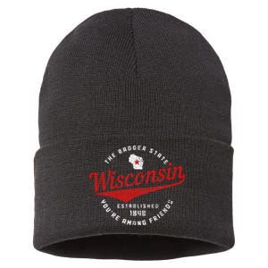 Wisconsin Est. 1848 Badger State Map Pride Sustainable Knit Beanie