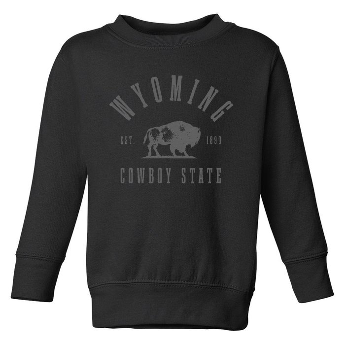 Wyoming Est. 1890 The Cowboy State Bison Vintage Pride Toddler Sweatshirt