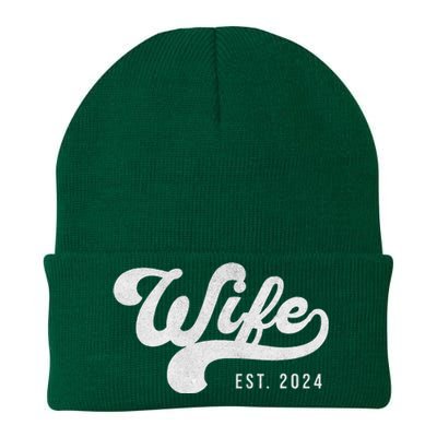 Wife Est. 2024 Married Couple Vintage Matching Wedding Knit Cap Winter Beanie