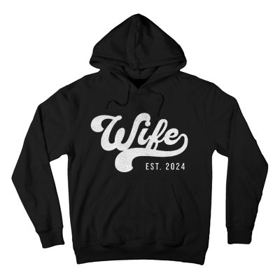 Wife Est. 2024 Married Couple Vintage Matching Wedding Hoodie