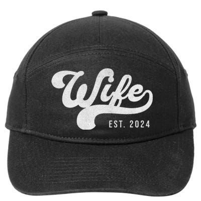 Wife Est. 2024 Married Couple Vintage Matching Wedding 7-Panel Snapback Hat