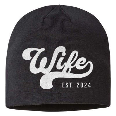 Wife Est. 2024 Married Couple Vintage Matching Wedding Sustainable Beanie