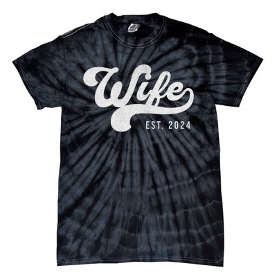 Wife Est. 2024 Married Couple Vintage Matching Wedding Tie-Dye T-Shirt