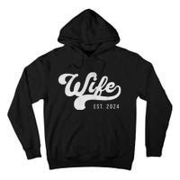 Wife Est. 2024 Married Couple Vintage Matching Wedding Tall Hoodie