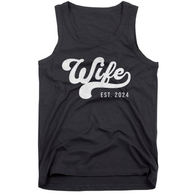 Wife Est. 2024 Married Couple Vintage Matching Wedding Tank Top