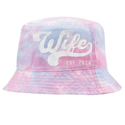 Wife Est. 2024 Married Couple Vintage Matching Wedding Tie-Dyed Bucket Hat