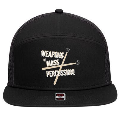 Weapons Of Mass Percussion Funny Drum Drummer Music Band  7 Panel Mesh Trucker Snapback Hat