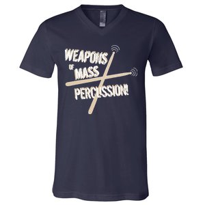 Weapons Of Mass Percussion Funny Drum Drummer Music Band  V-Neck T-Shirt