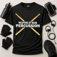 Weapons of Mass Percussion Funny Drummer Cooling Performance Crew T-Shirt