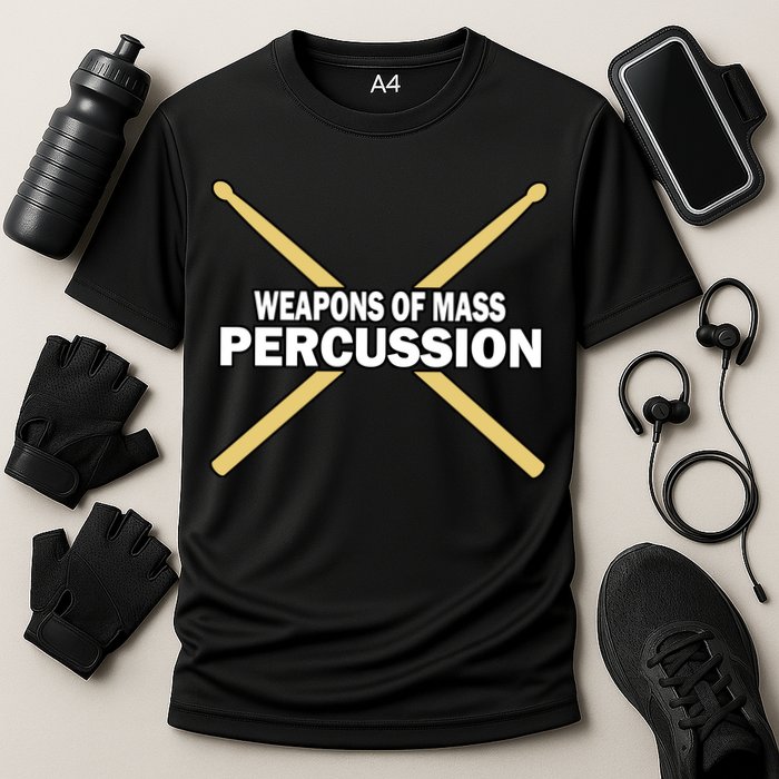 Weapons of Mass Percussion Funny Drummer Cooling Performance Crew T-Shirt
