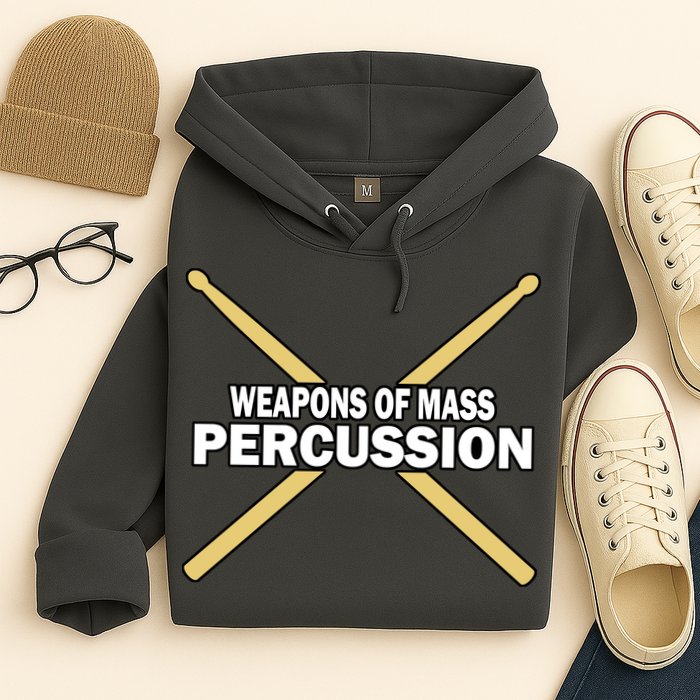 Weapons of Mass Percussion Funny Drummer Hoodie