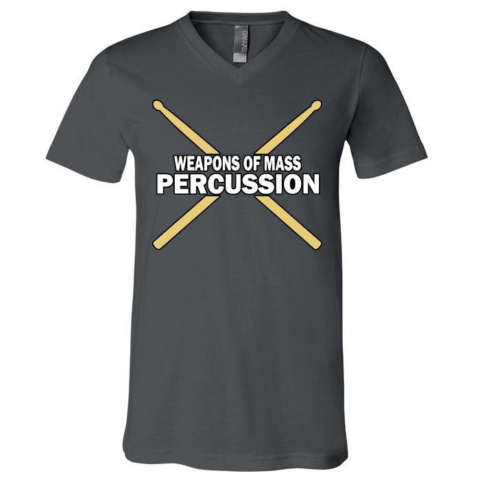 Weapons of Mass Percussion Funny Drummer V-Neck T-Shirt