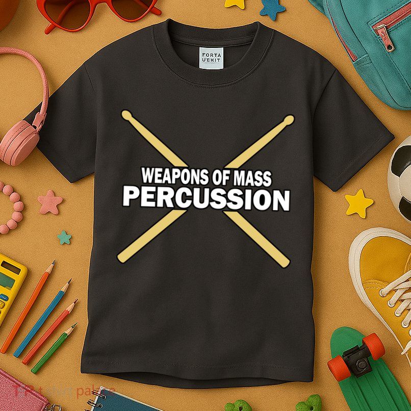 Weapons of Mass Percussion Funny Drummer Kids T-Shirt