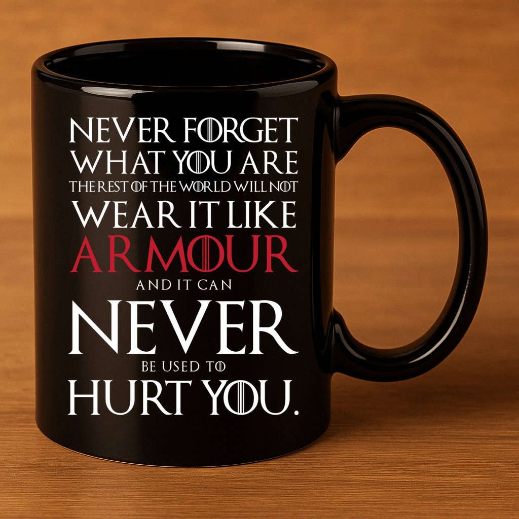 Wear It Like Armour Quote 11oz C Handle Ceramic Mug