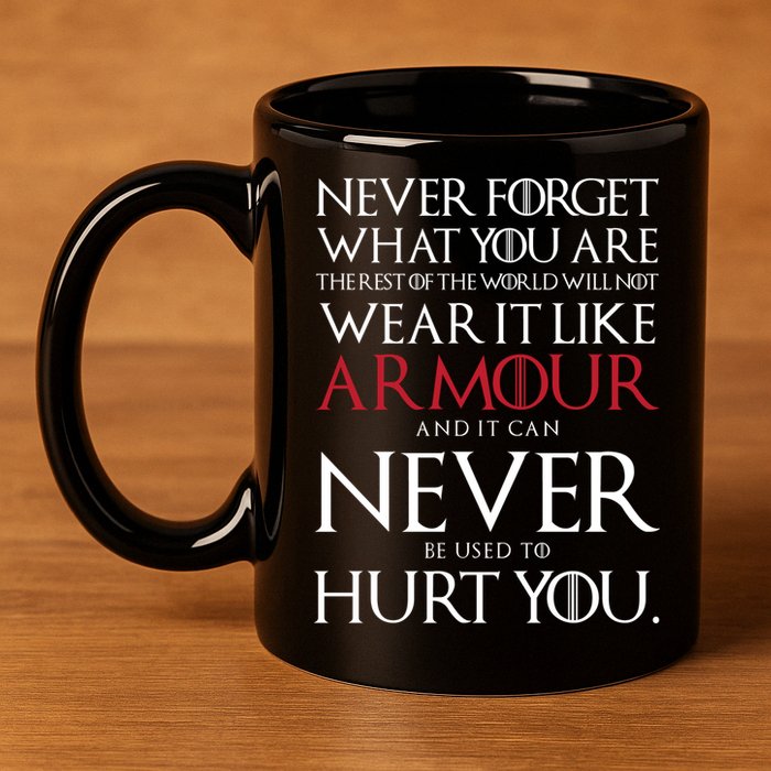 Wear It Like Armour Quote 11oz C Handle Ceramic Mug