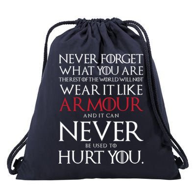 Wear It Like Armour Quote Drawstring Bag