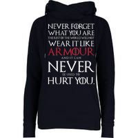 Wear It Like Armour Quote Womens Funnel Neck Pullover Hood