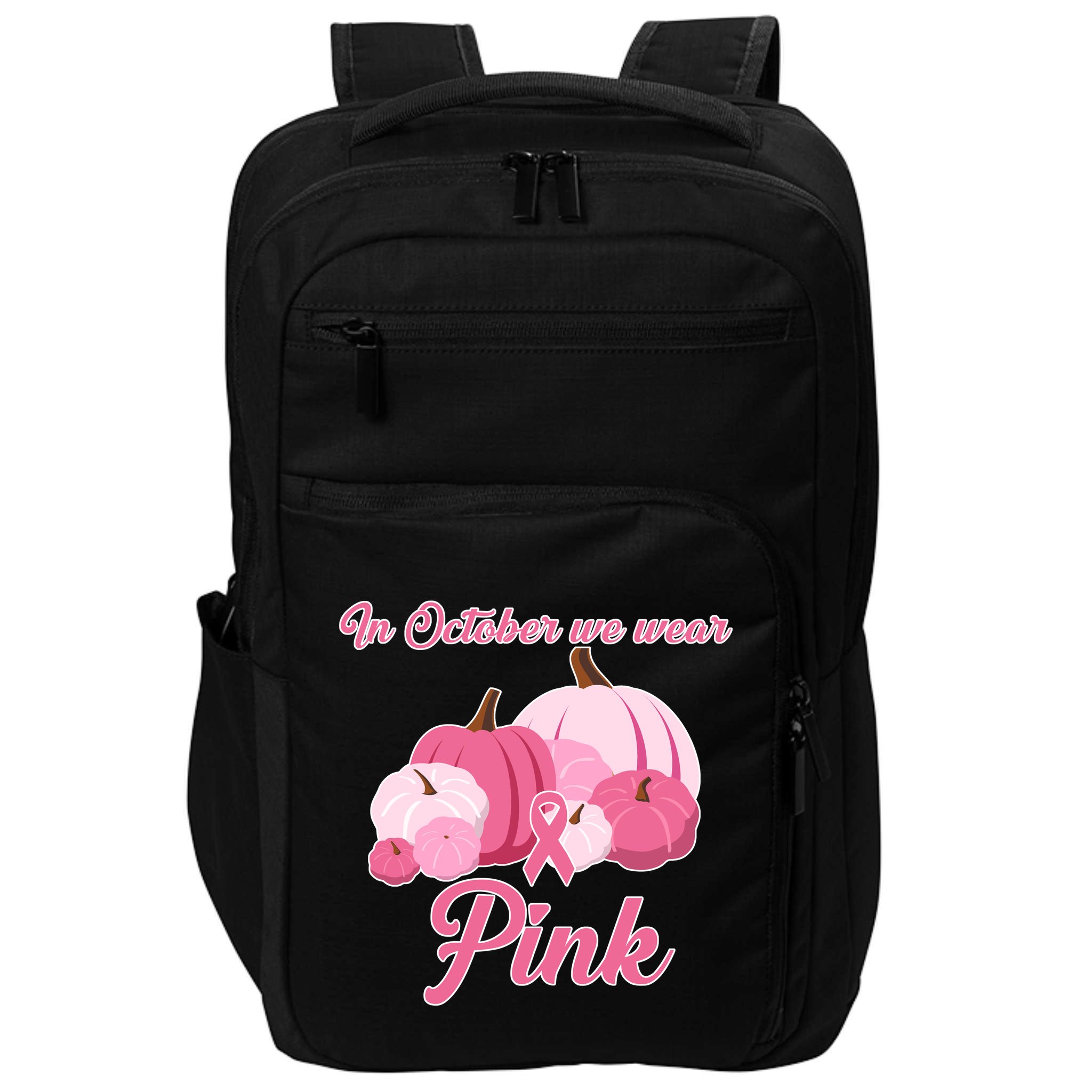 Wear Pin In October Breast Cancer Awareness Autumn Impact Tech Backpack