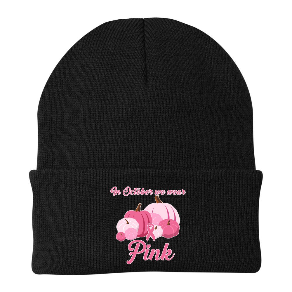 Wear Pin In October Breast Cancer Awareness Autumn Beanie