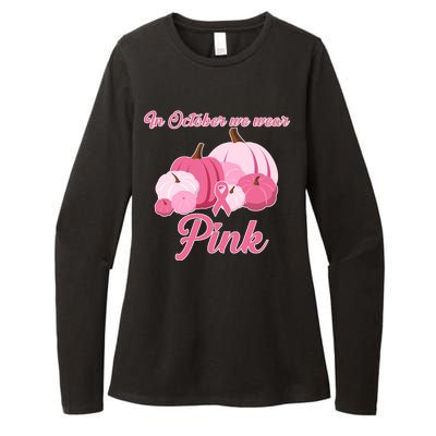 Wear Pin In October Breast Cancer Awareness Autumn Womens CVC Long Sleeve Shirt