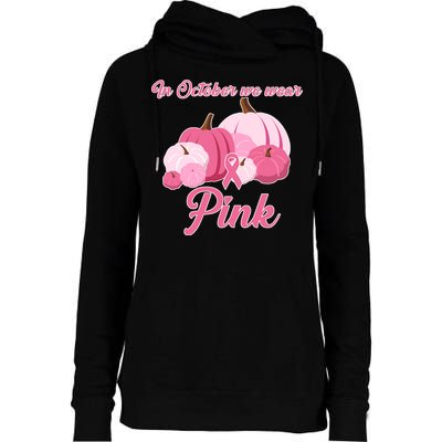 Wear Pin In October Breast Cancer Awareness Autumn Womens Funnel Neck Pullover Hood