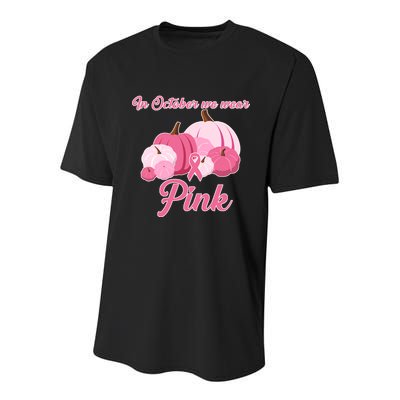 Wear Pin In October Breast Cancer Awareness Autumn Youth Performance Sprint T-Shirt