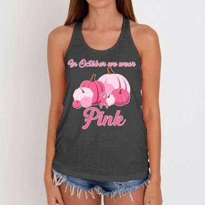 Wear Pin In October Breast Cancer Awareness Autumn Women's Knotted Racerback Tank