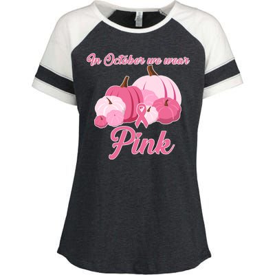 Wear Pin In October Breast Cancer Awareness Autumn Enza Ladies Jersey Colorblock Tee