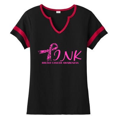 Wear Pink Breast Cancer Awareness Ladies Halftime Notch Neck Tee