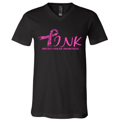 Wear Pink Breast Cancer Awareness V-Neck T-Shirt