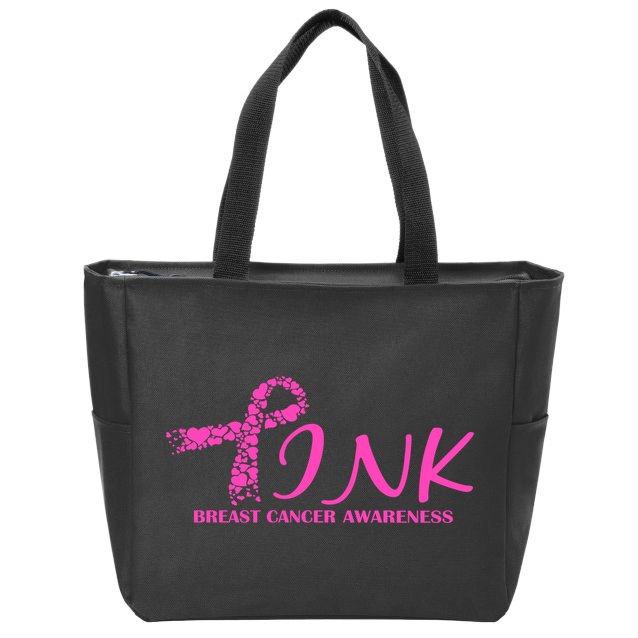 Wear Pink Breast Cancer Awareness Zip Tote Bag