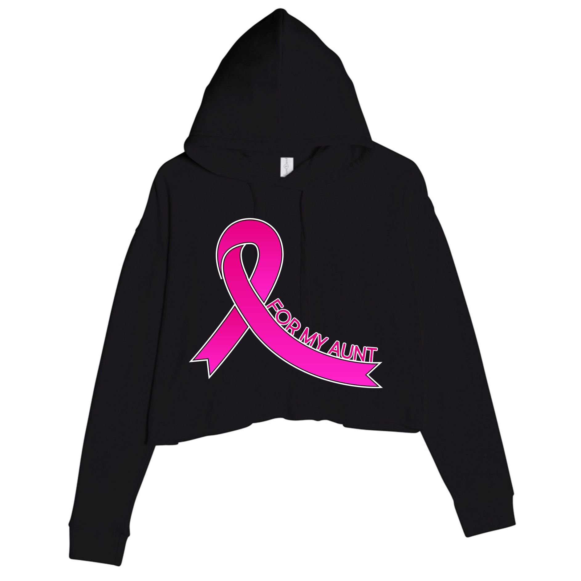Wear Pink For My Aunt Breast Cancer Awareness Crop Fleece Hoodie