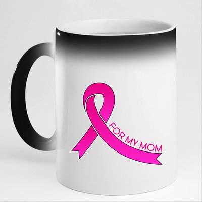 Wear Pink For My Mom Breast Cancer Awareness 11oz Black Color Changing Mug