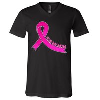 Wear Pink For My Mom Breast Cancer Awareness V-Neck T-Shirt