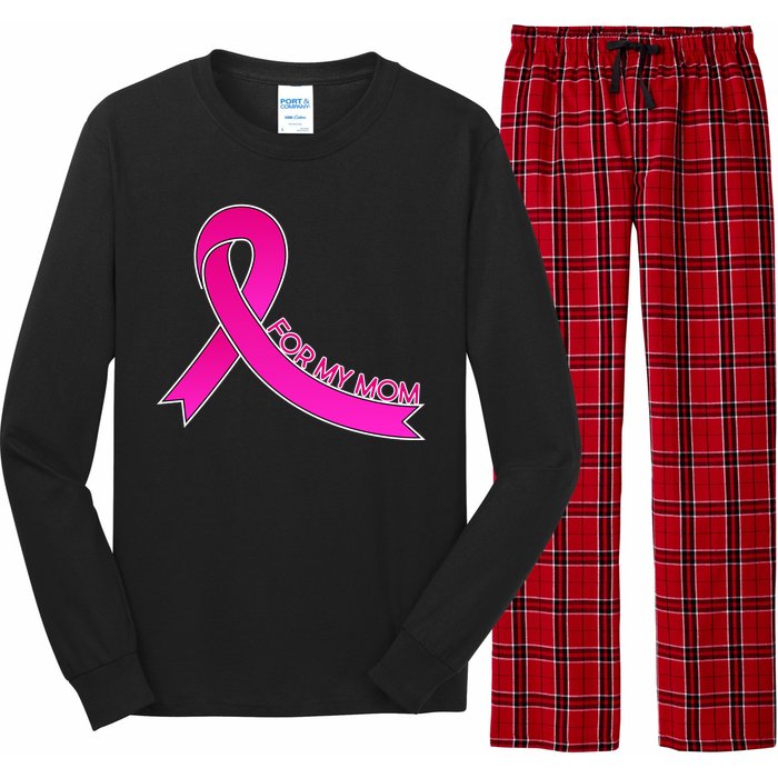 Wear Pink For My Mom Breast Cancer Awareness Long Sleeve Pajama Set