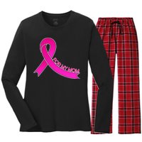 Wear Pink For My Mom Breast Cancer Awareness Women's Long Sleeve Flannel Pajama Set 