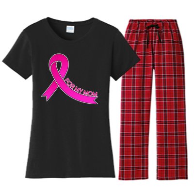 Wear Pink For My Mom Breast Cancer Awareness Women's Flannel Pajama Set