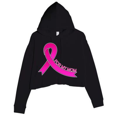 Wear Pink For My Mom Breast Cancer Awareness Crop Fleece Hoodie